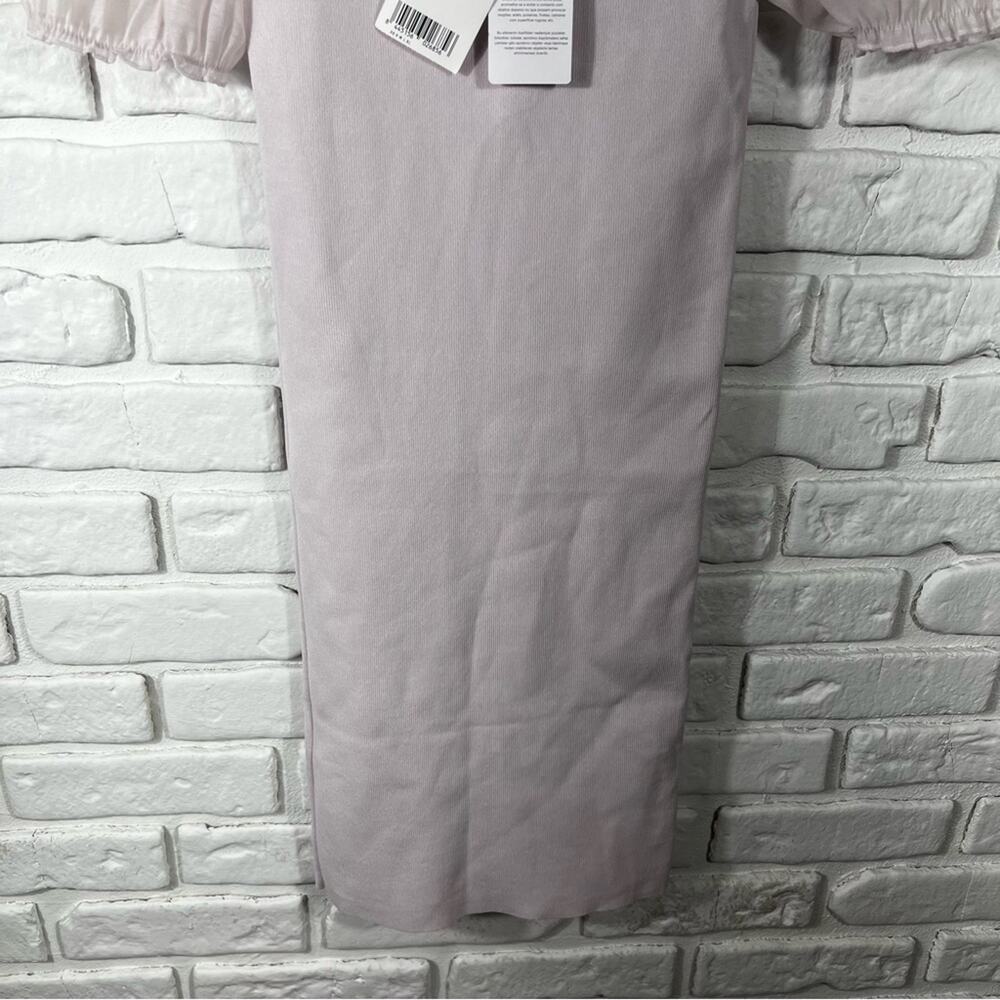 NWT MNG Mango Puff Sleeve Ribbed Bodycon Dress Size Medium - Picture 7 of 8